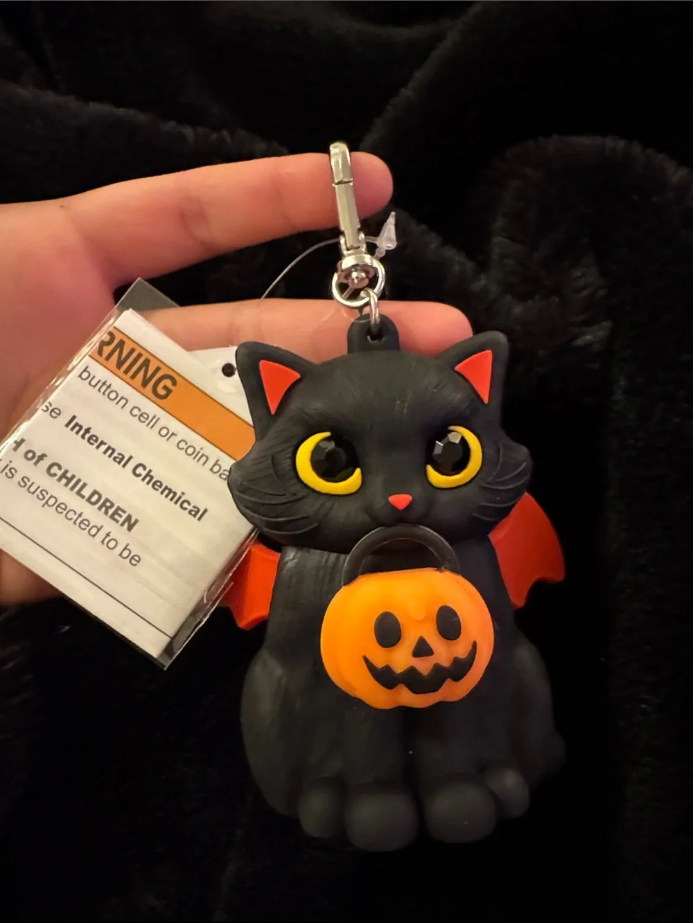 Bath & Body Works Black Pocketbac Cat Halloween LED Keychain Pumpkin Light
